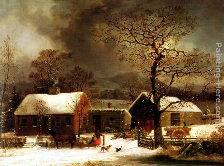 Winter Scene in New Haven painting - George Henry Durrie Winter Scene in New Haven art painting